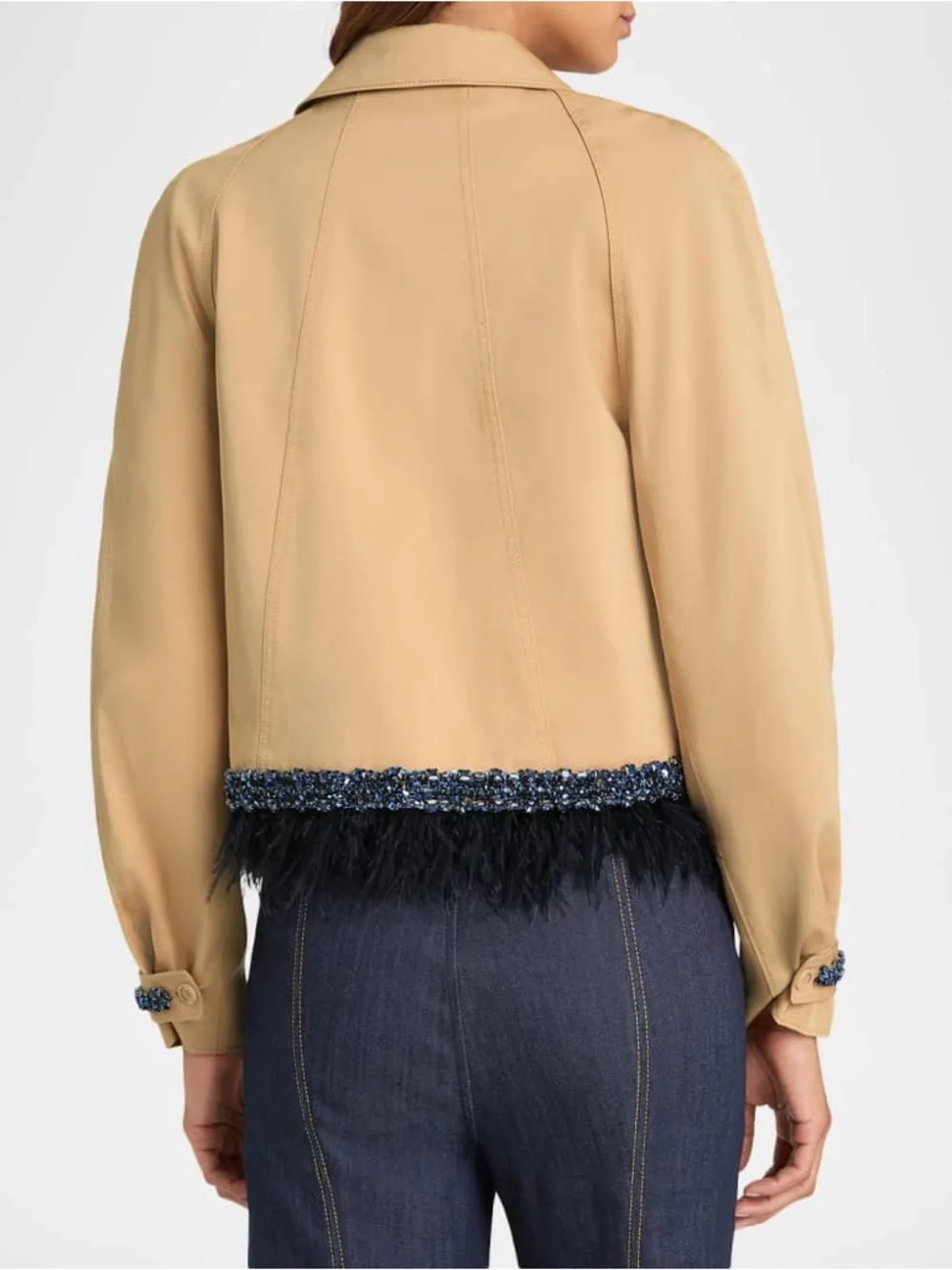 Cinq a Sept Carmila Embellished Feather-Trim Swing Jacket $ 695 New without tag - Picture 2 of 5